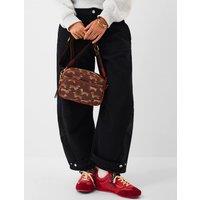 ACCESSORIZE Sausage Dog Print Crossbody Bag Chocolate