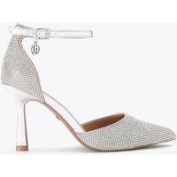 Kurt Geiger Embellished Ankle Strap Stiletto Heels Silver