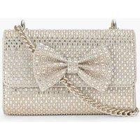 Kurt Geiger Embellished Bow Cross Body Bag Silver