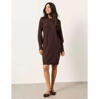 FatFace Cotton Blend Metallic Knitted Jumper Dress Chocolate