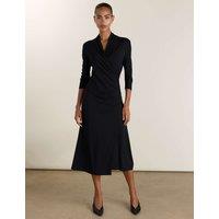 BAUKJEN V-Neck Midi Wrap Skater Dress Black