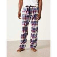 FatFace Pure Cotton Checked Pyjama Bottoms Purple Mix