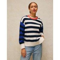 White Stuff Pure Cotton Colour Block Striped Jumper Ivory Mix