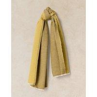 White Stuff Cotton Rich Fringed Striped Scarf Green Mix