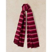 White Stuff Cotton Rich Striped Fringed Scarf Plum