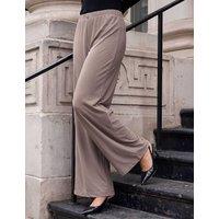 Roman Petite Jersey Wide Leg Trousers with Stretch Taupe