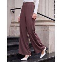 Roman Jersey Wide Leg Trousers with Stretch Chocolate