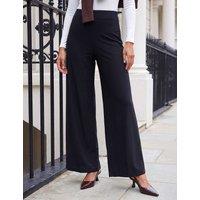 Roman Petite Elasticated Waist Wide Leg Trousers Black