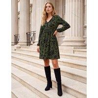 Roman Jersey Floral V-Neck Skater Dress Green
