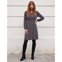 Roman Jersey Ditsy Floral Knee Length Skater Dress Blue