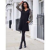 Roman 2 in 1 Animal Print Shirt Mini Swing Dress Black