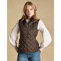 Joules Showerproof Embroidered Quilted Gilet Brown