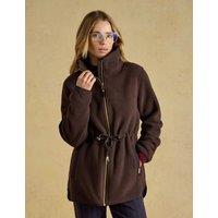 Joules Longline Funnel Neck Fleece Jacket Brown