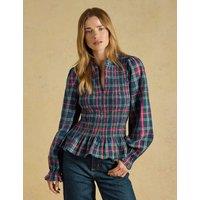 Joules Long Sleeve Floral Smocked Blouse Navy Mix