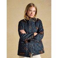 Joules Cotton Diamond Quilted Printed Jacket Navy Mix