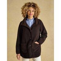 Joules Longline Button Through Fleece Jacket Brown