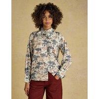 Joules Cotton Tie Neck Printed Blouse Multi
