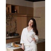 Cyberjammies Cotton Modal Half Button Sweatshirt White