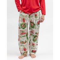 Cyberjammies Cotton Modal Family Christmas Postcard Pyjama Bottoms Red Mix