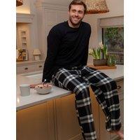 Cyberjammies Brushed Cotton Checked Family Christmas Pyjama Bottoms Black Mix