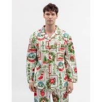Cyberjammies Cotton Modal Family Christmas Postcard Pyjama Top Red Mix