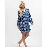 Cyberjammies Family Christmas Pure Cotton Checked Nightshirt Navy Mix