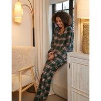 Cyberjammies Family Christmas Pure Cotton Checked Pyjama Bottoms Green Mix
