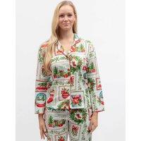 Cyberjammies Cotton Modal Family Christmas Postcard Pyjama Top Red Mix