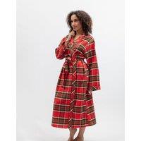 Cyberjammies Family Christmas Pure Cotton Checked Dressing Gown Red Mix