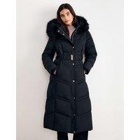 Phase Eight Hooded Belted Longline Puffer Coat Black