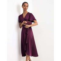 Phase Eight V-Neck Angel Sleeve Midi Wrap Dress Burgundy