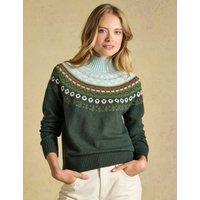 Joules Cotton Rich Fair Isle Relaxed Jumper Green Mix
