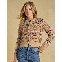 Joules Cotton Rich Fair Isle Cardigan Oatmeal Mix