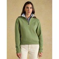 Joules Brushed Cotton Embroidered Half Zip Hoodie Olive