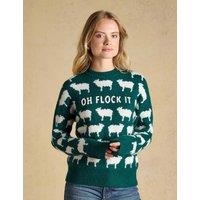 Joules Sheep Print Knitted Jumper Green Mix
