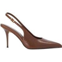 Dune London Leather Stiletto Heel Slingback Shoes Dark Brown