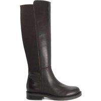 Dune London Leather Block Heel Round Toe Knee High Boots Brown