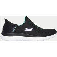 Skechers Wide Fit Slip On Trainers Black Mix