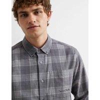 River Island Regular Fit Pure Cotton Oxford Shirt Grey Mix