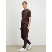 River Island Textured Elasticated Waist Slim Fit Joggers Brown