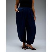 Live Unlimited London Elasticated Waist Balloon Trousers Navy