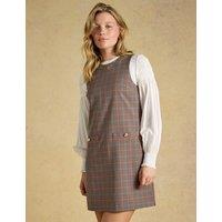 Joules Heritage Check Sleeveless Shift Dress Brown Mix