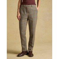 Joules Checked Tapered Leg Trousers Brown Mix