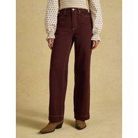 Joules Pure Cotton Denim High Rise Wide Leg Jeans Brown