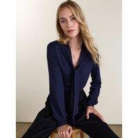 BAUKJEN Tie Neck Blouse Blue