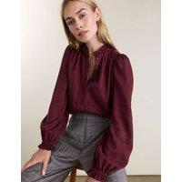 BAUKJEN Frill Neck Blouse Red