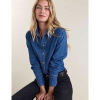 BAUKJEN Pure Cotton Chambray Collared Shirt Blue