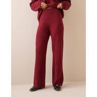 Nobody's Child X Louise Thompson Compact Fine Gauge Wide Leg Lounge Trousers Burgundy