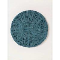FatFace Patterned Knitted Beret with Wool Teal
