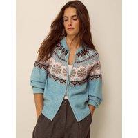 Monsoon Patterned Crew Neck Cardigan Blue Mix